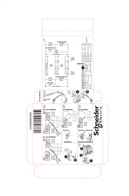 schneider施耐德9 mm Auxiliaries for C60_ C120_ DPN - Instructions for box